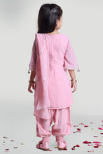 Load image into Gallery viewer, Girls Pastel Pink Harem And Kurta Set With Dupatta For Girls