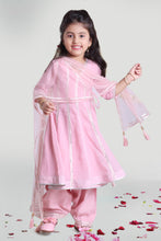 Load image into Gallery viewer, Girls Pastel Pink Patiala Set For Girls With Kurta And Dupatta