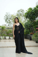 Load image into Gallery viewer, Black Corset with Draped Saree