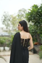 Load image into Gallery viewer, Black Corset with Draped Saree