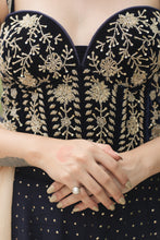 Load image into Gallery viewer, Black Embroidered Corset with Pants