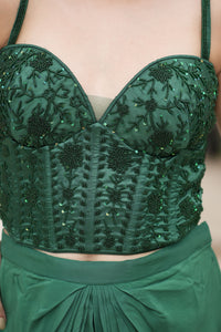 Emerald Corset with Draped skirt