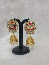 Load image into Gallery viewer, Lightweight Kundan Polki Meenakari Jhumkis