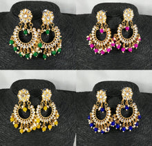 Load image into Gallery viewer, Lightweight Kundan Polki Chandbalis With Bead Drops