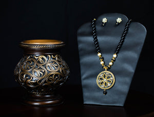 Black stone necklace set