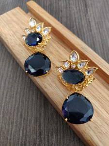 Buy Sapphire kundan stone Indian Party Amelia Earrings: Perfect Panache