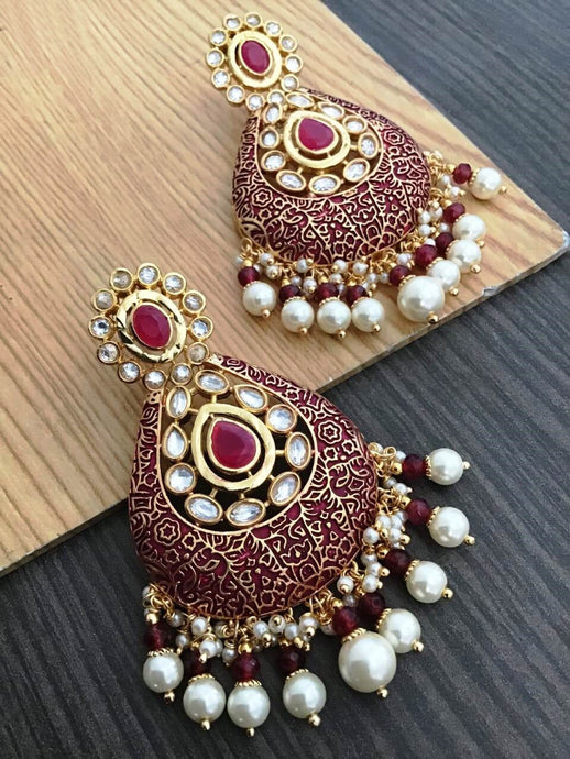 Buy Meenakari Kundan Indian Party Anjali Earrings: Perfect Panache