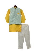 Load image into Gallery viewer, Boys Aqua Embroidery Nehru Jacket Set