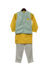 Load image into Gallery viewer, Boys Aqua Embroidery Nehru Jacket Set