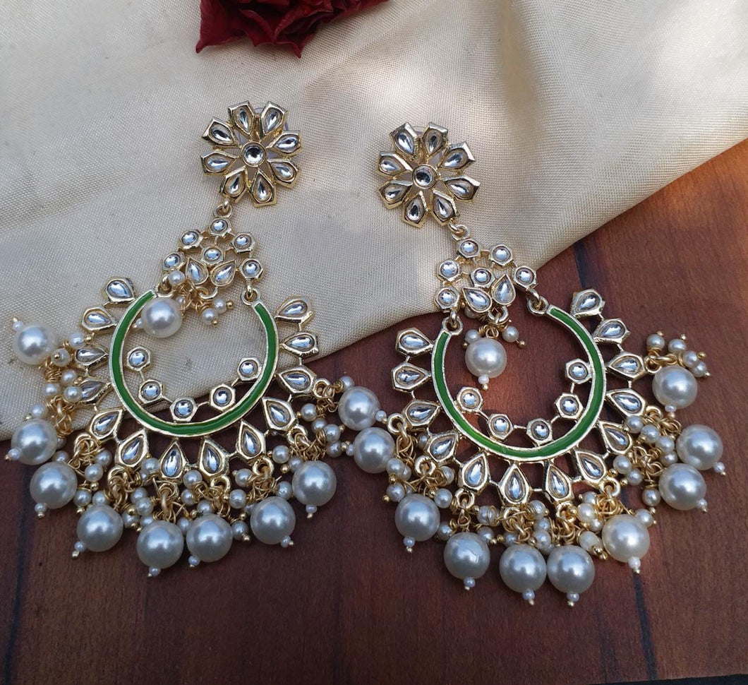Buy Kundan pearl Chandbali Indian Party Arsha Earrings: Perfect Panache