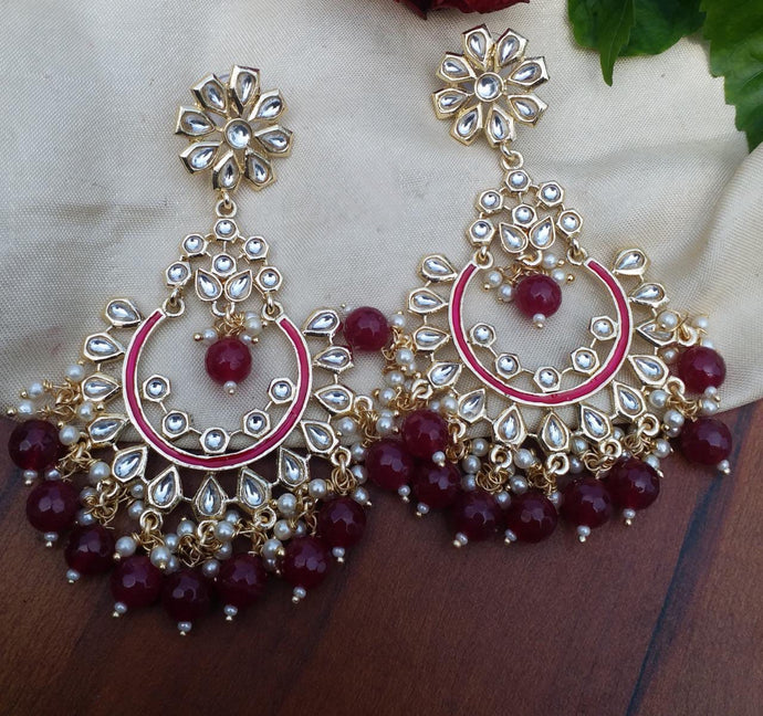 Buy Kundan Ruby Chandbali Indian Party Ayana Earrings: Perfect Panache