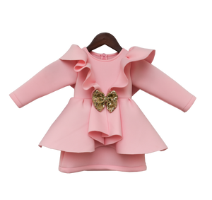 Girls Baby Pink Neoprene Dress
