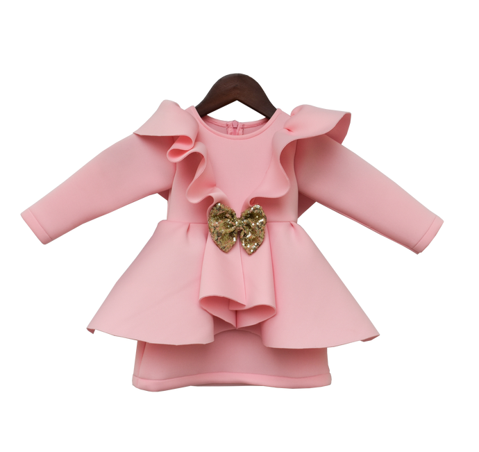 Girls Baby Pink Neoprene Dress