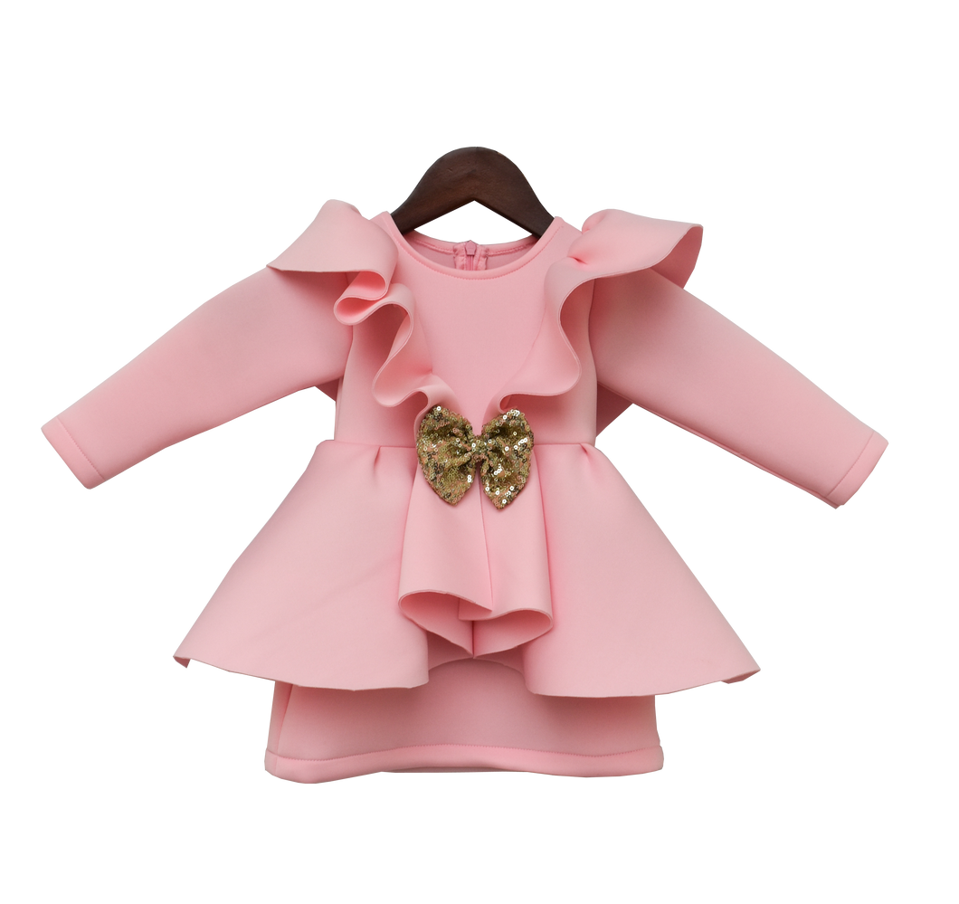 Girls Baby Pink Neoprene Dress