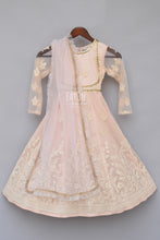 Load image into Gallery viewer, Girls Baby Pink Embroidery Anarkali With Frill Dupatta