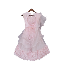 Girls Baby Pink Embroidery Choli With Baby Pink Lehenga