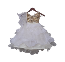 Load image into Gallery viewer, Girls Beige Choli With White Organza Lehenga