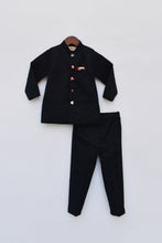 Load image into Gallery viewer, Boys Black Bandgala With Mirror Embroidery Buttons