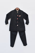 Load image into Gallery viewer, Boys Black Bandgala With Mirror Embroidery Buttons