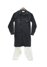 Load image into Gallery viewer, BOYS Black Pathani Kurta With Salwar