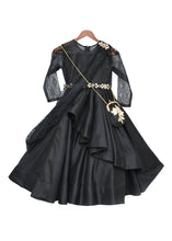 Load image into Gallery viewer, Girls Black Silk Anarkali