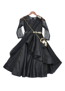 Girls Black Silk Anarkali