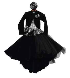 Girls Black Velvet & Net Gown With Shrug