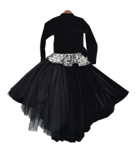 Load image into Gallery viewer, Girls Black Velvet &amp; Net Gown With Shrug