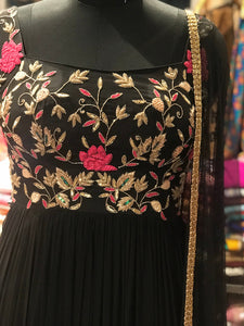 Black And Pink Handwork Anarkali