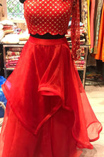 Load image into Gallery viewer, Perfect Panache Blood Red Crop Top Skirt