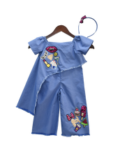 Load image into Gallery viewer, Girls Blue Denim Texture Jumpsuit