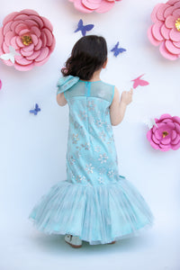 Girls Blue Glitter Gown