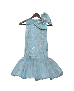 Girls Blue Glitter Gown