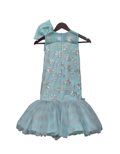 Girls Blue Glitter Gown