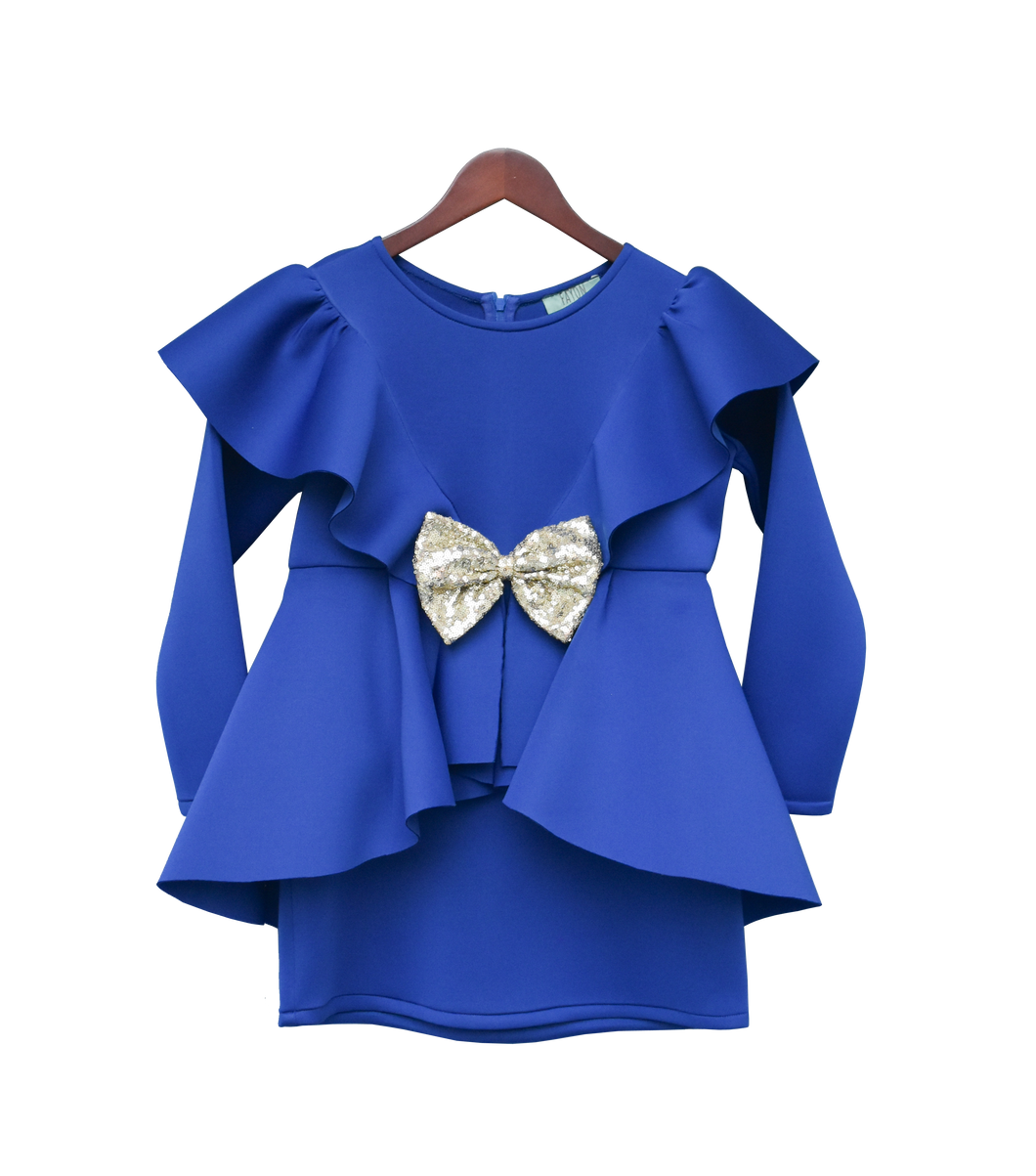 Girls Blue Neoprene Dress