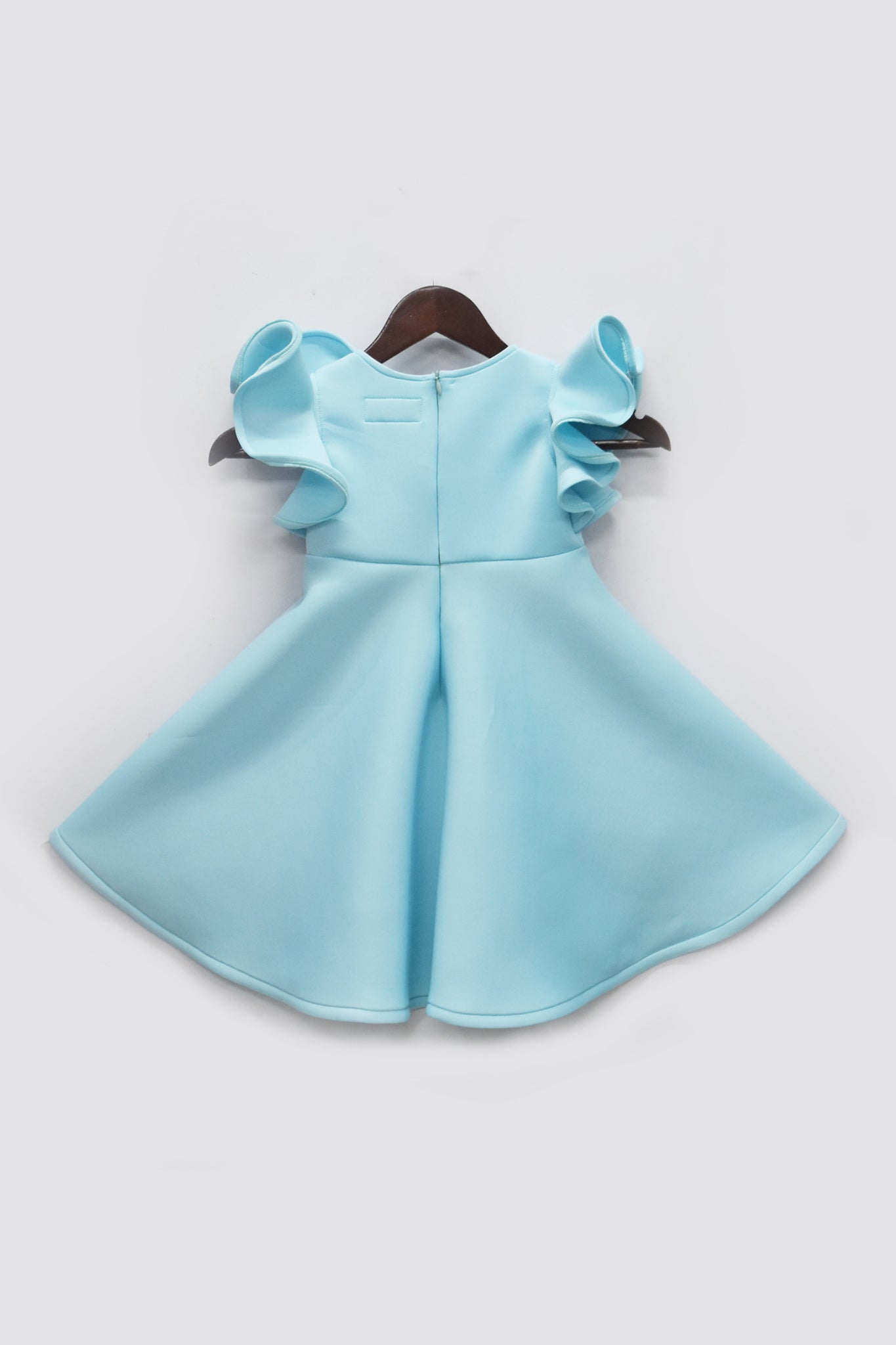 blue neoprene dress Handmade Baby Blue Neoprene Maxi Dress with Pockets