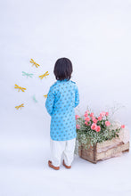 Load image into Gallery viewer, Boys Blue Printed Kurta And Salwar