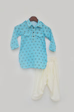 Load image into Gallery viewer, Boys Blue Printed Kurta And Salwar