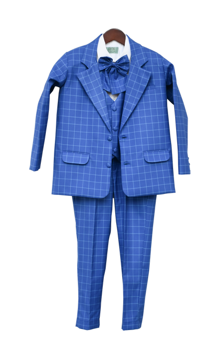 Boys Blue Check Coat Set