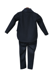 Boys Blue Coat With Pant & White Shirt