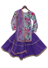 Load image into Gallery viewer, Girls Blue Cotton Printed Kurti With Purple Cotton Sharara