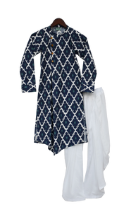 Boys Blue Kurta With White Salwar