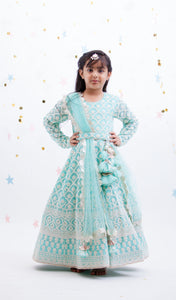 Girls Blue Luckhnawi Anarkali