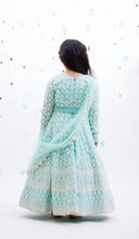 Load image into Gallery viewer, Girls Blue Luckhnawi Anarkali