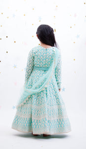 Girls Blue Luckhnawi Anarkali