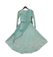 Load image into Gallery viewer, Girls Blue Lucknowi Choli With Lehenga