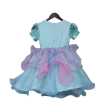 Load image into Gallery viewer, Girls Blue Sequence Yoke With Organza Frock