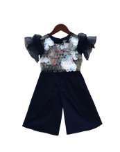 Load image into Gallery viewer, Girls Blue Soft Sequins Top With Plazo