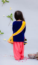 Load image into Gallery viewer, Girls Blue Velvet Kurti With Salwar
