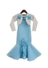 Load image into Gallery viewer, Girls Blue Neoprene Fish Cut Dress With Jacket